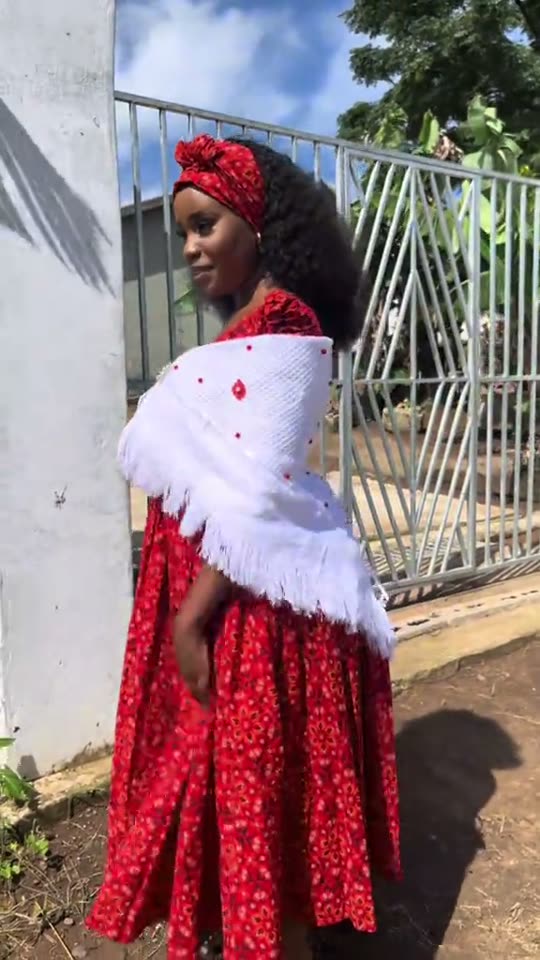 Woman in traditional red dress