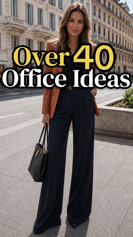 Woman poses in office outfit