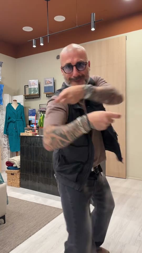 Man dancing in a store