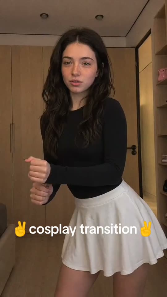 Cosplay transition into anime character