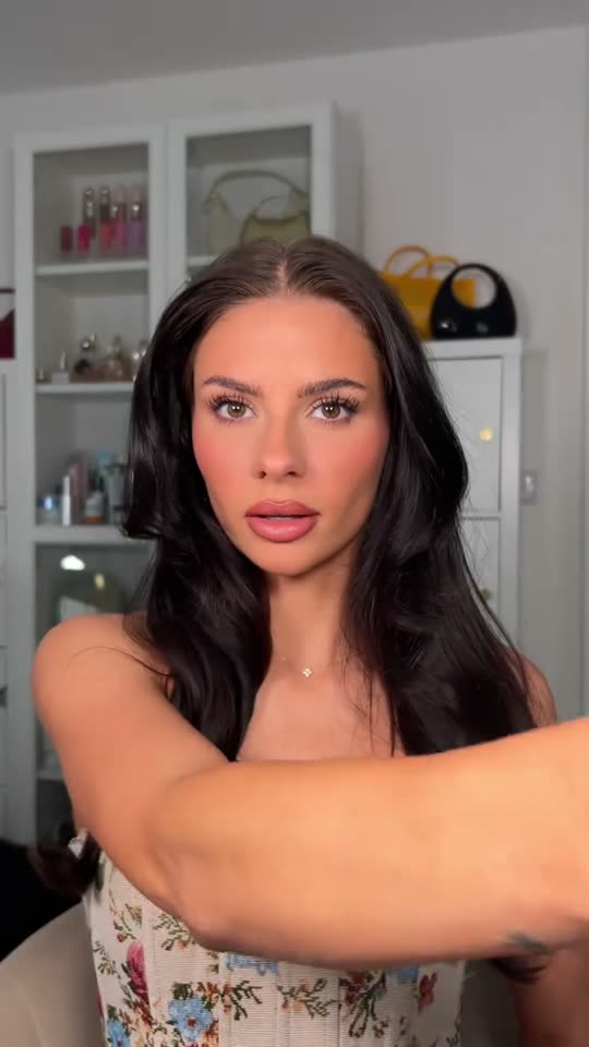 Makeup transformation with hair flip