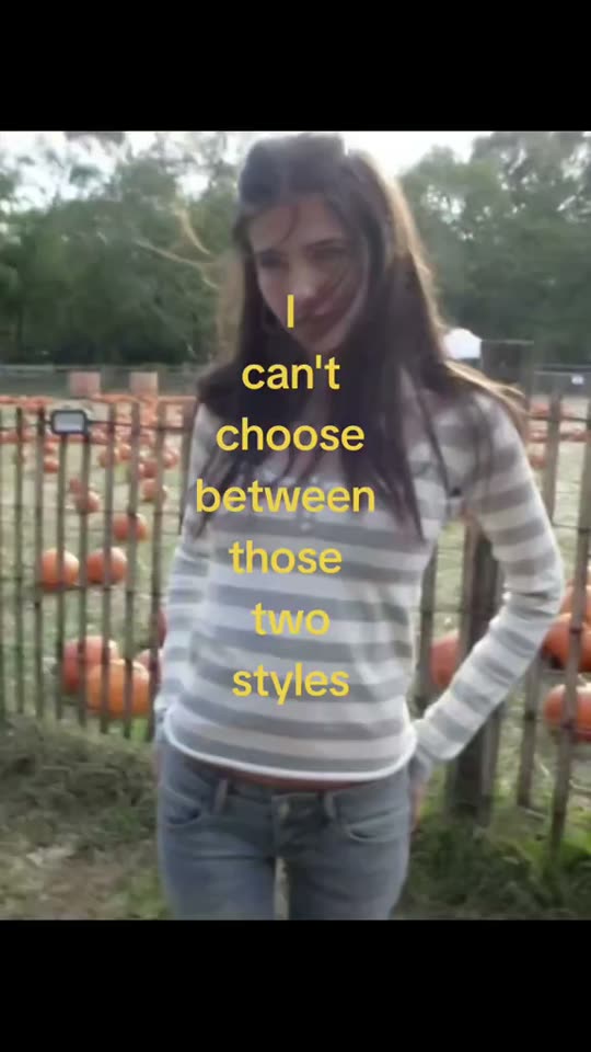 Girl chooses between two styles