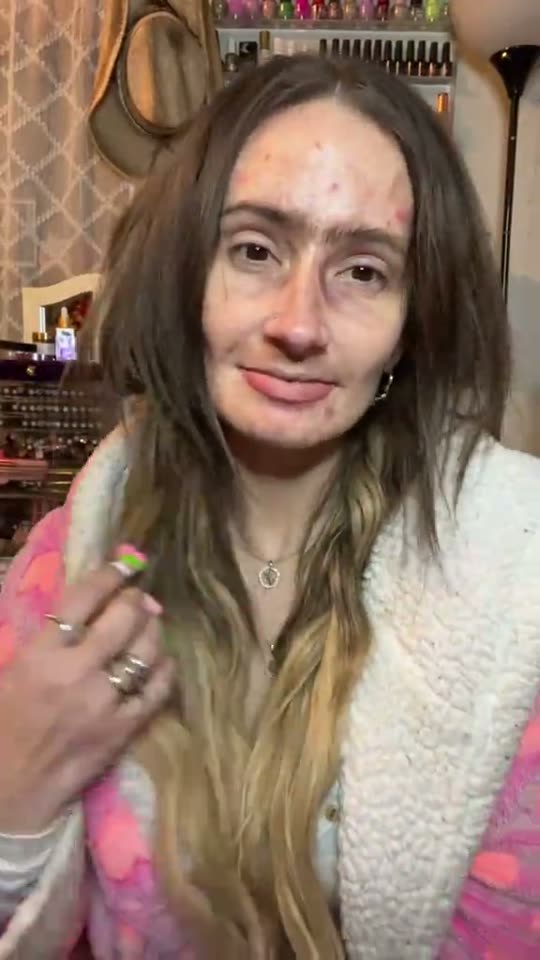 Makeup transformation with a wig