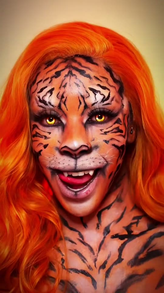 Tiger face paint transformation