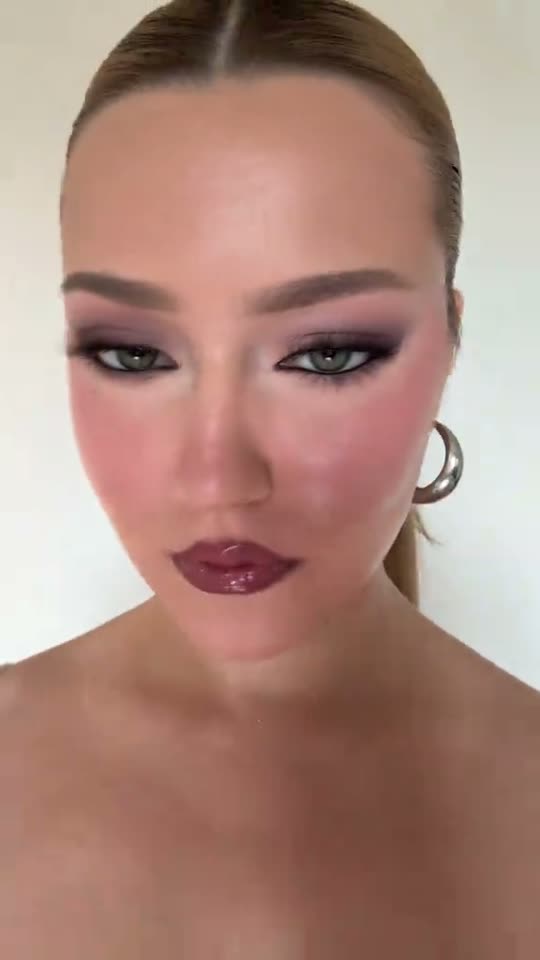 Makeup transformation with dark lipstick