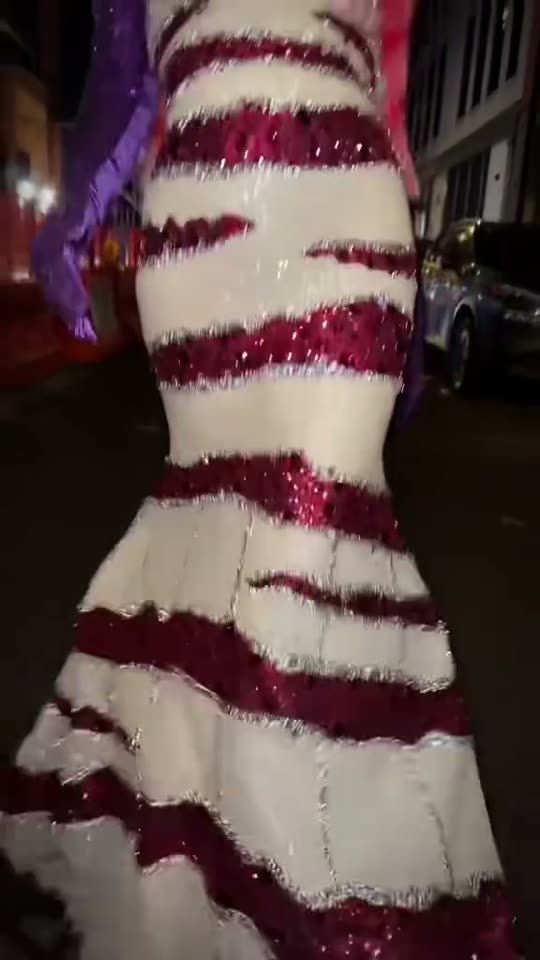 Wearing a sparkly mermaid dress
