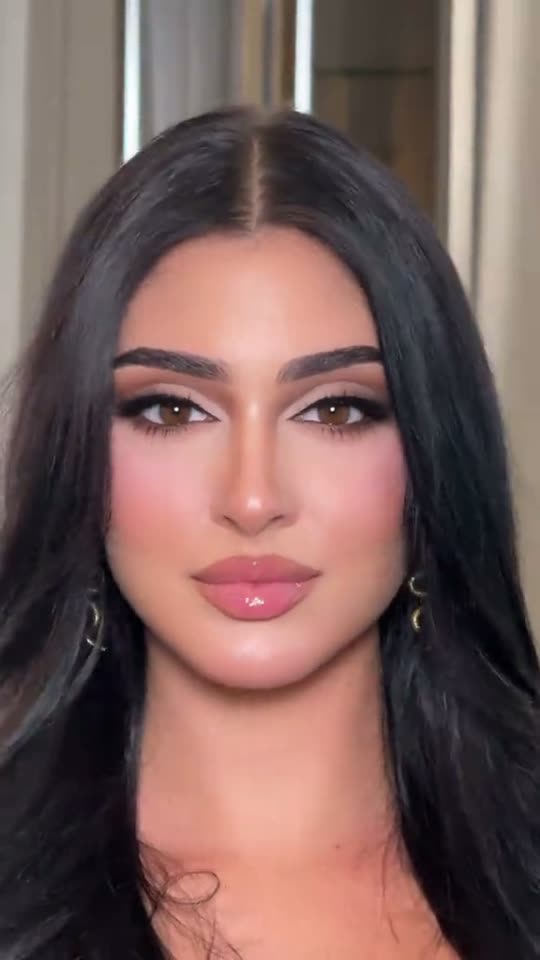 Makeup transformation with dark hair