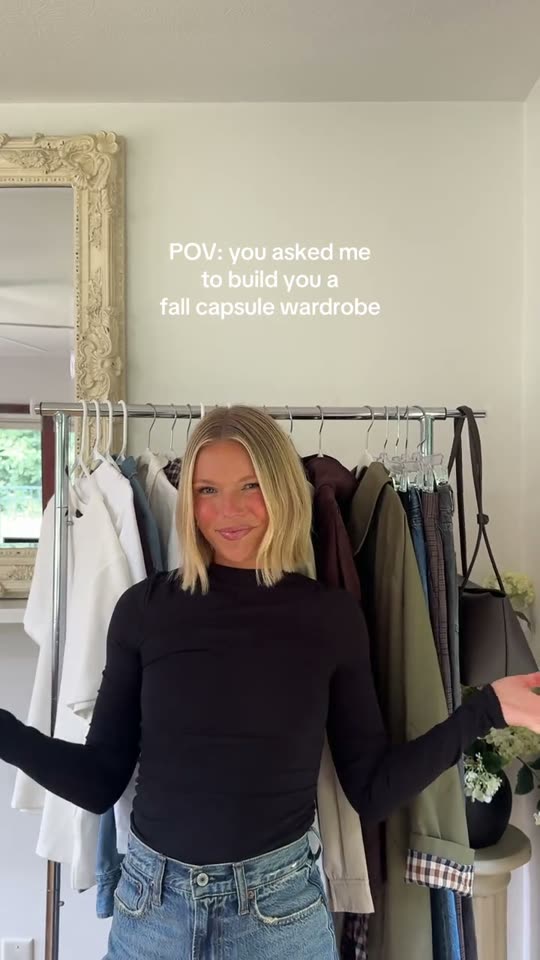 Woman shows fall capsule wardrobe