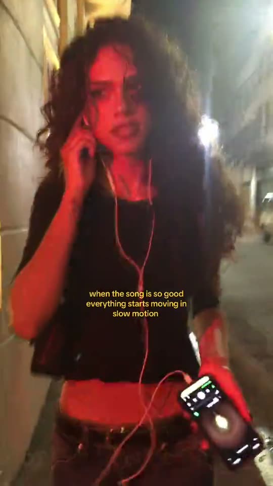 Walking with music in slow motion