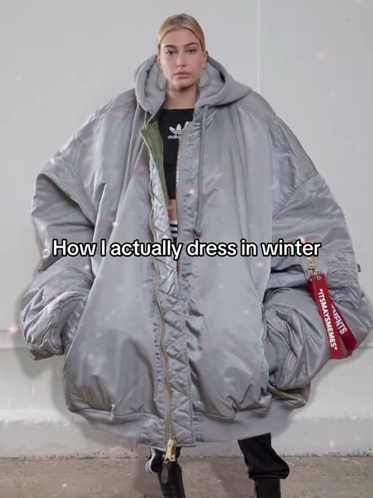 Woman in oversized winter coat