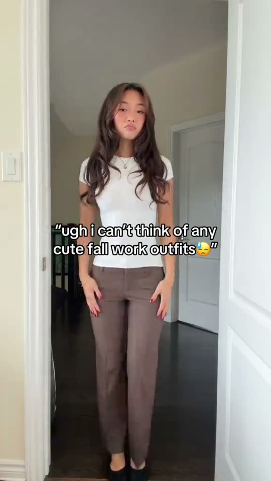 Woman shows fall office outfits