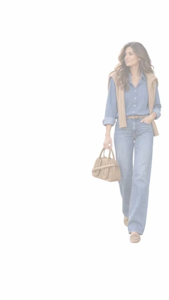 Woman models fall outfit