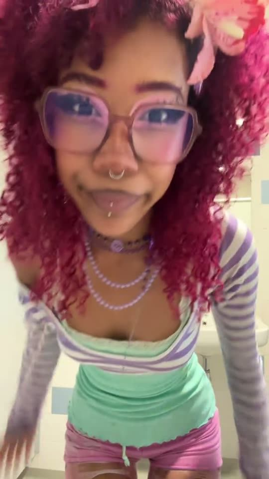 Fit check with purple hair