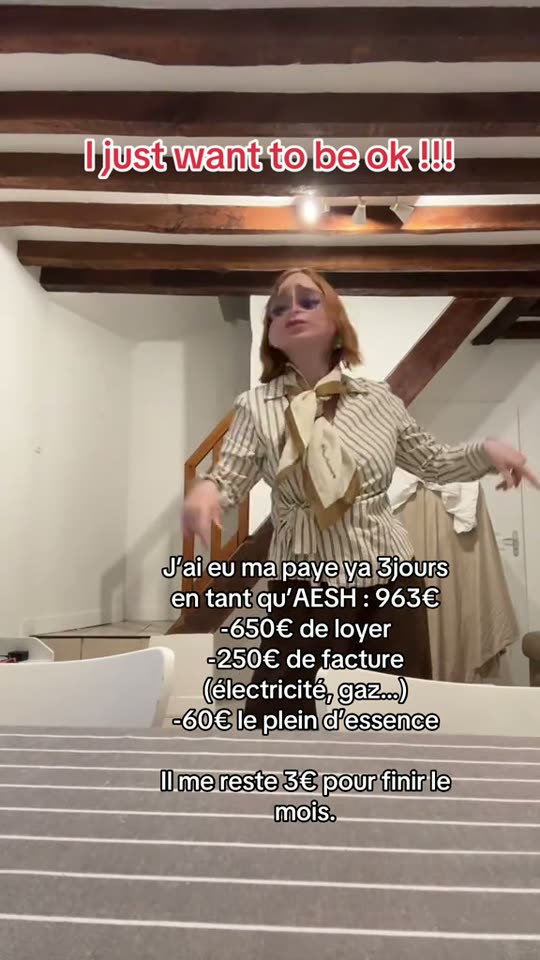 Woman reacts to low funds