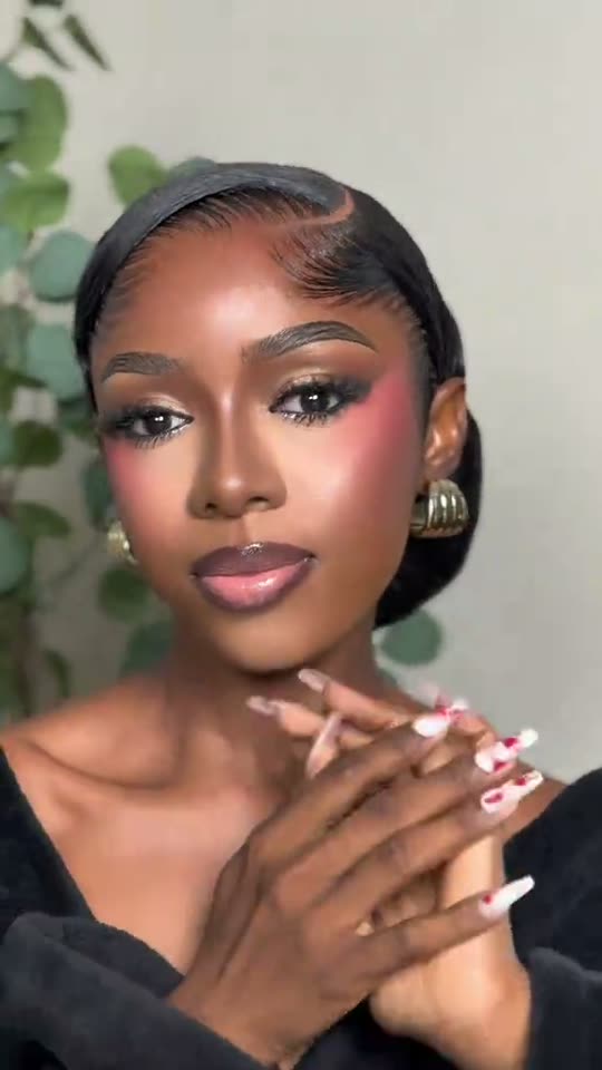 Makeup transformation with blush