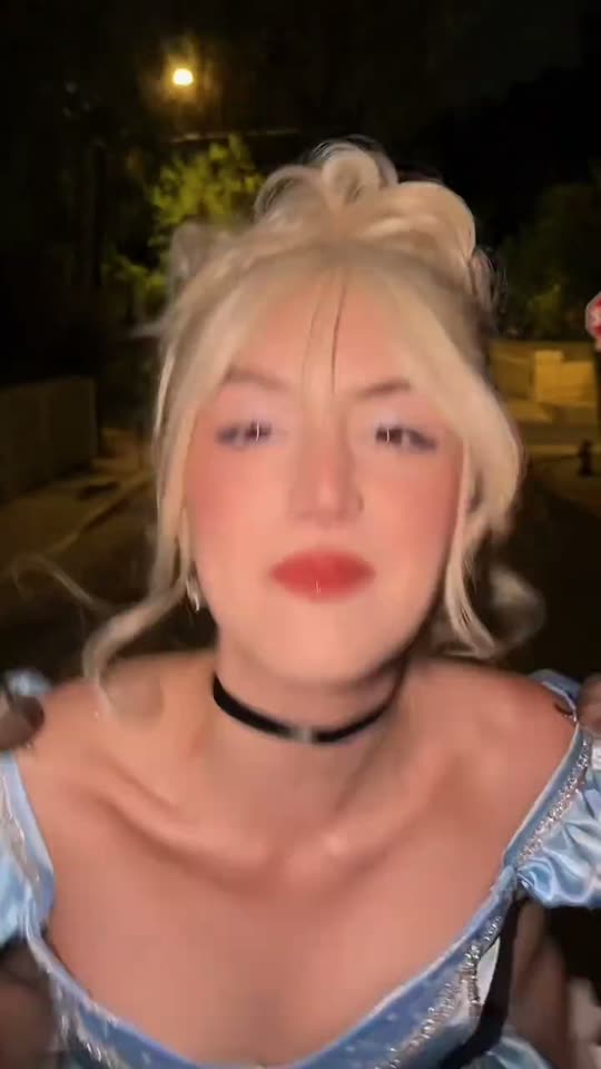 Cinderella costume on street