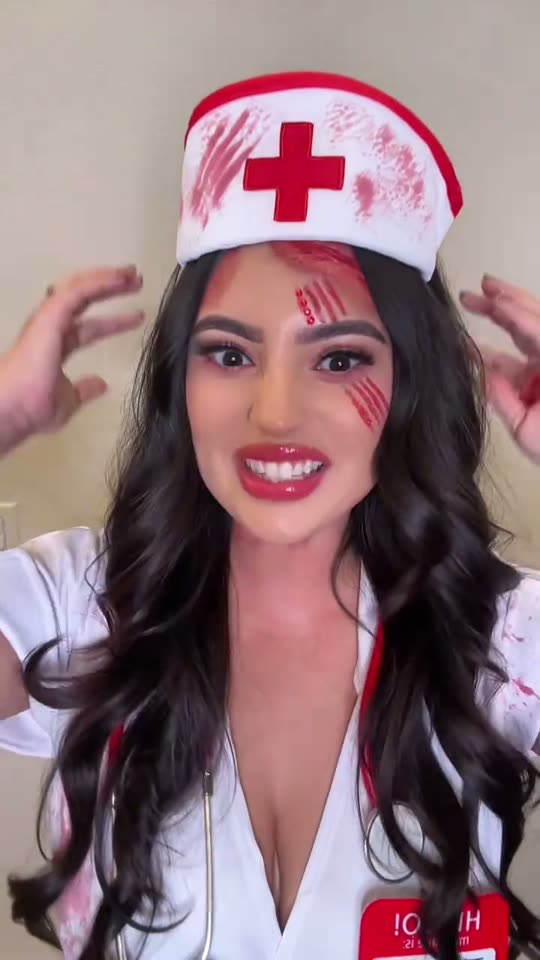 Bloody nurse Halloween costume reveal