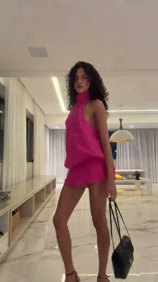 Woman in pink dress