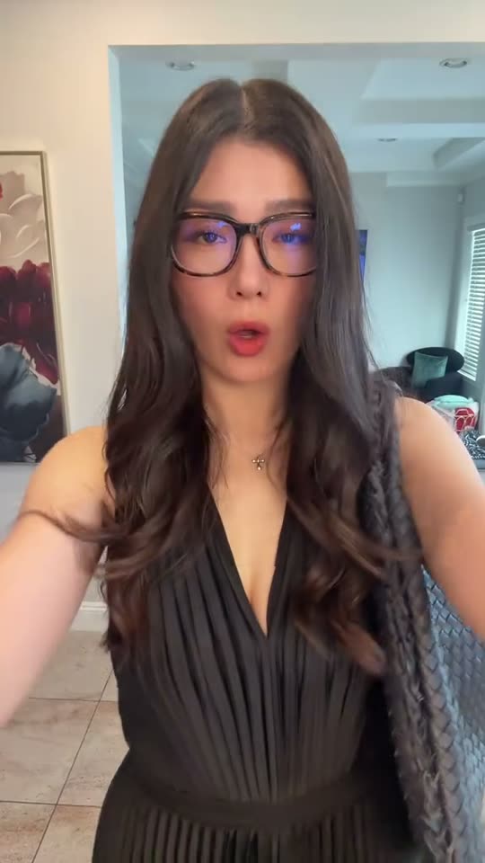 Woman in black dress