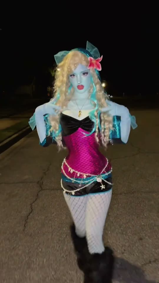 Dressed as a Monster High character