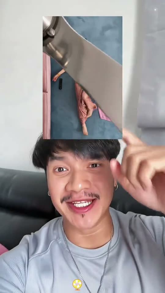 Man uses nail clipper