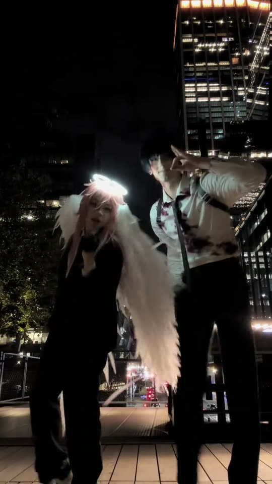 Anime cosplay in city
