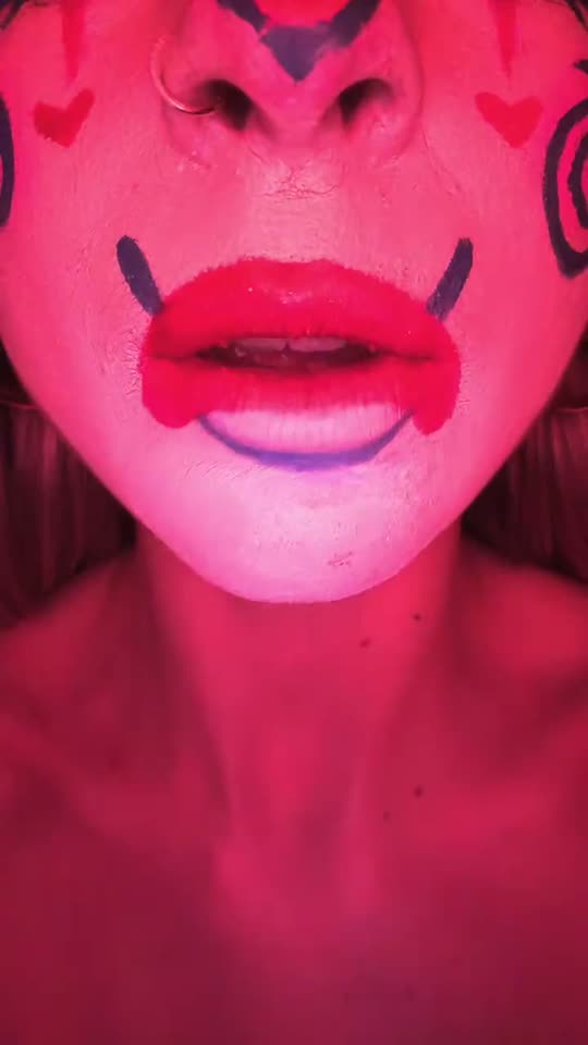 Halloween clown makeup close-up