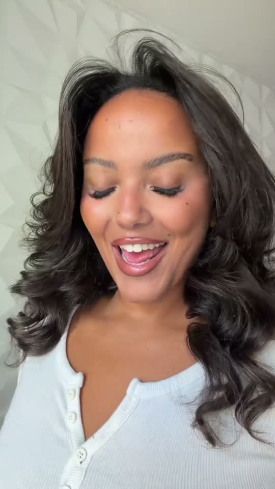 Makeup transformation with hair flip