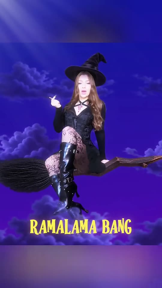 Witch flying on a broom