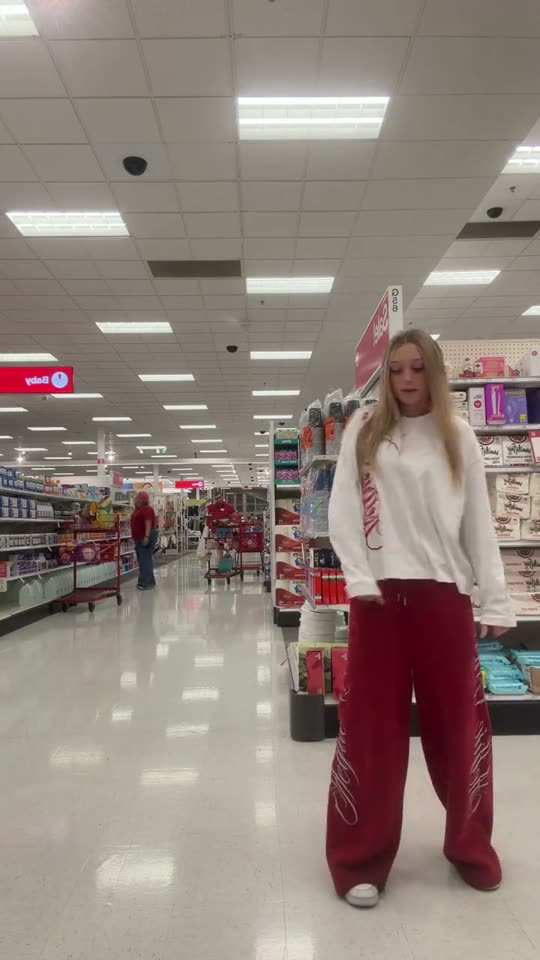 Dancing in a store aisle