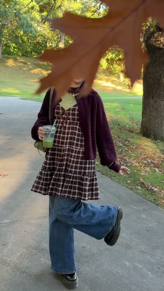 Plaid dress with jeans