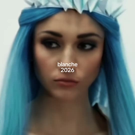 Woman in blue wig