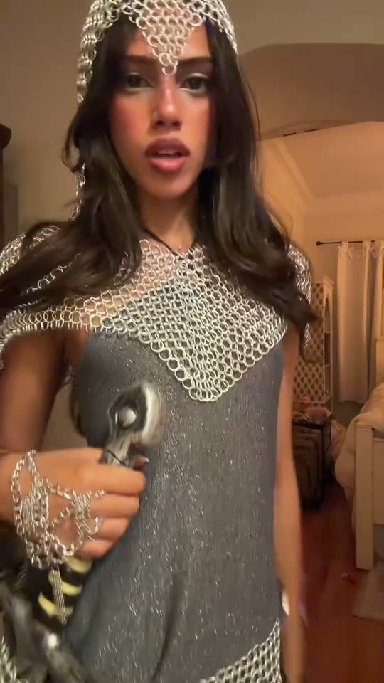 Woman in knight costume