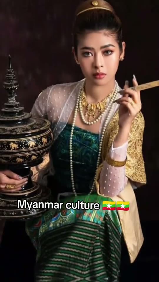 Woman in traditional Myanmar dress